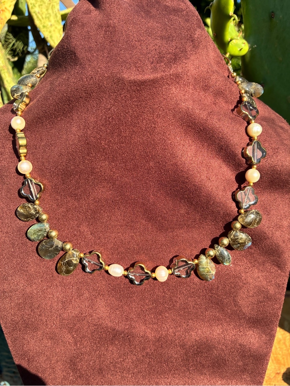 Handcrafted labradorite, and pearl Women’s Necklace
